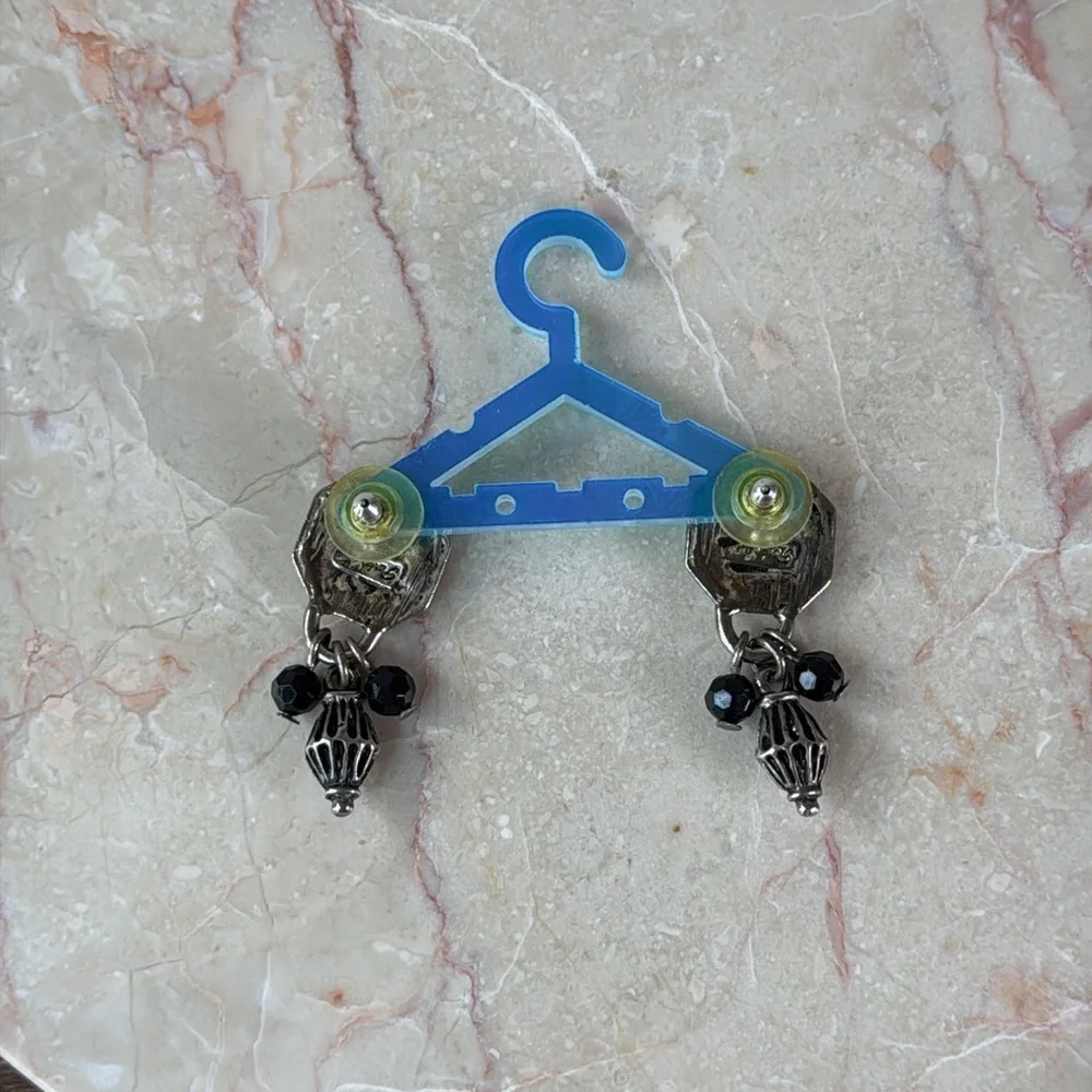 Elegant Black and Silver Dangle Earrings
